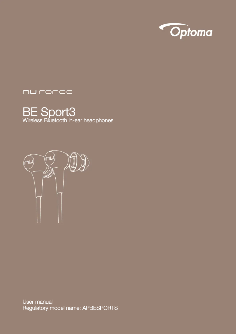 Page 1 de la notice Manuel utilisateur Optoma NuForce BE Sport3