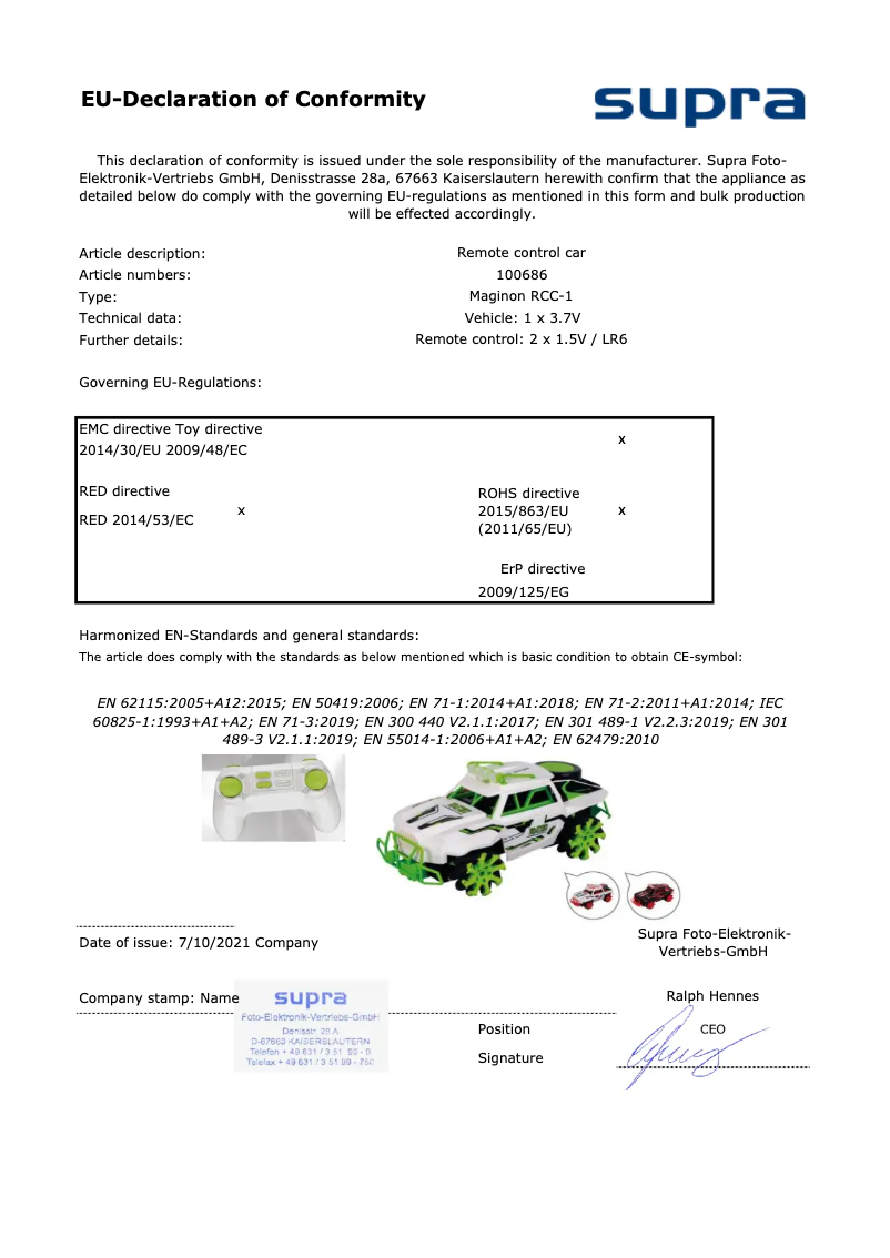 Page 1 de la notice Manuel utilisateur Maginon RCC-1