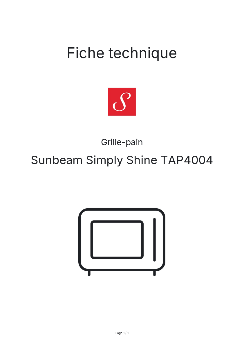 Image de la première page du manuel de l'appareil Simply Shine TAP4004