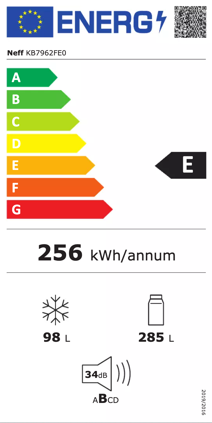 Page n°1 - Label énergétique Neff KB7962FE0