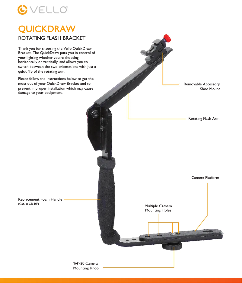 Page 1 de la notice Manuel utilisateur Vello QuickDraw CB-100