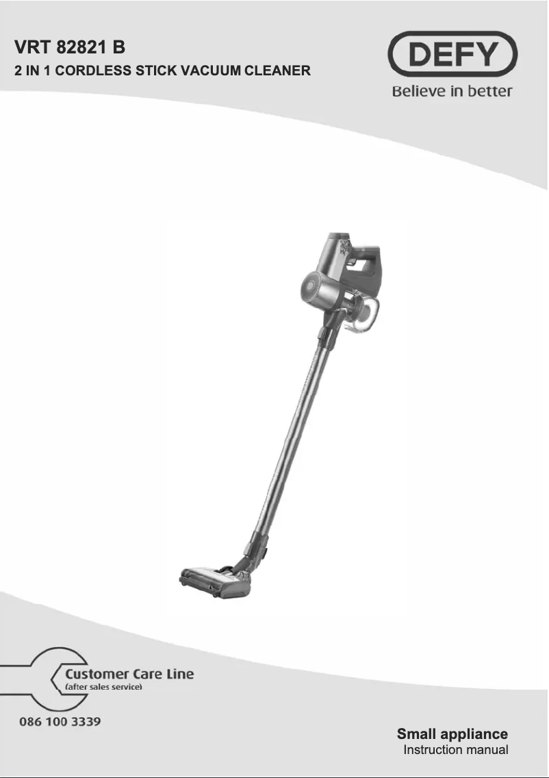 Page 1 de la notice Manuel utilisateur Defy VRT18PMB
