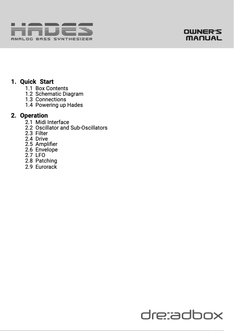 Page n°1 - Manuel utilisateur Dreadbox Hades