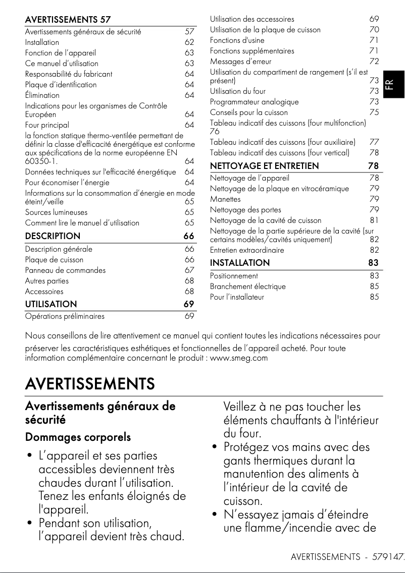 Page n°1 - Manuel utilisateur Smeg CX93IMBL