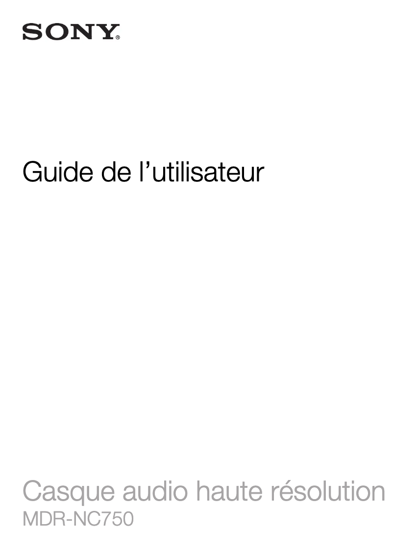 Page 1 de la notice Manuel utilisateur Sony MDR-NC750