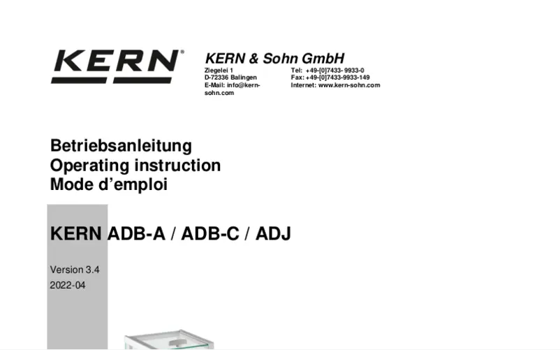 Page 1 de la notice Manuel utilisateur Kern ADB 600-C3