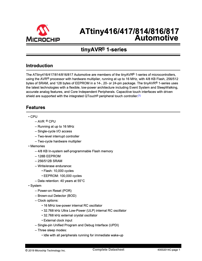 Image de la première page du manuel de l'appareil ATTINY814