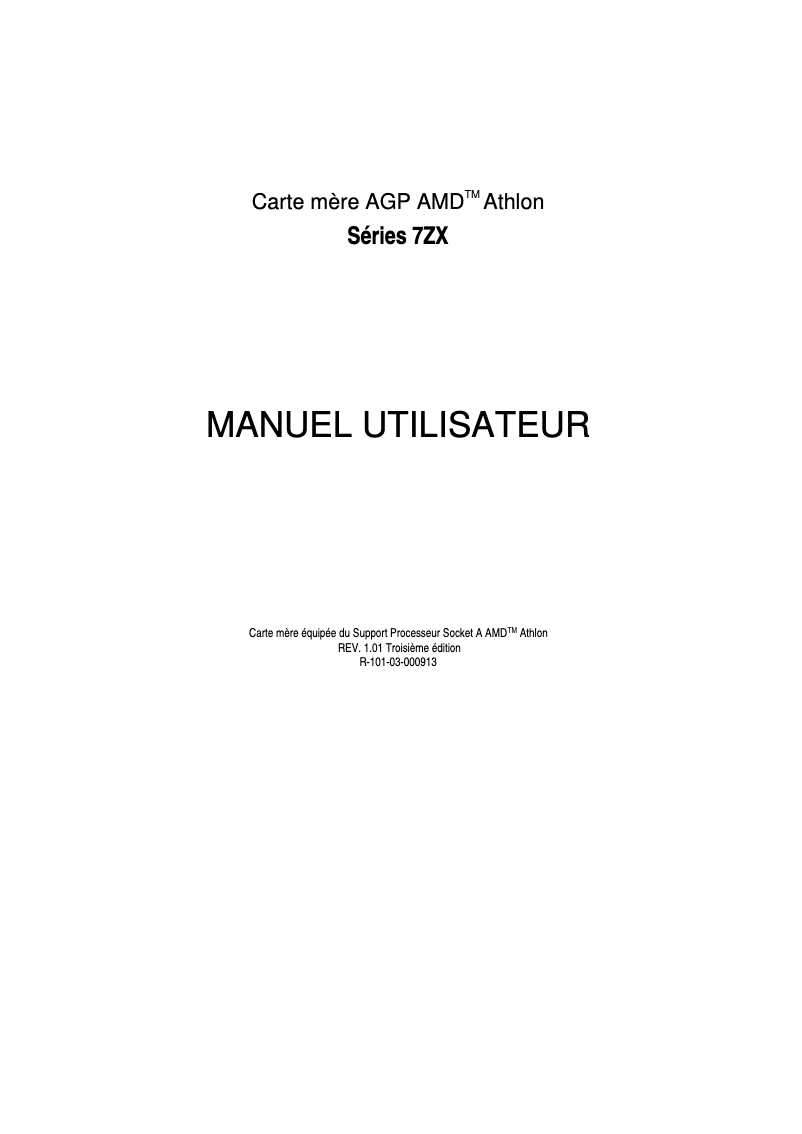 Page n°1 - Manuel utilisateur Gigabyte GA-7ZX-1