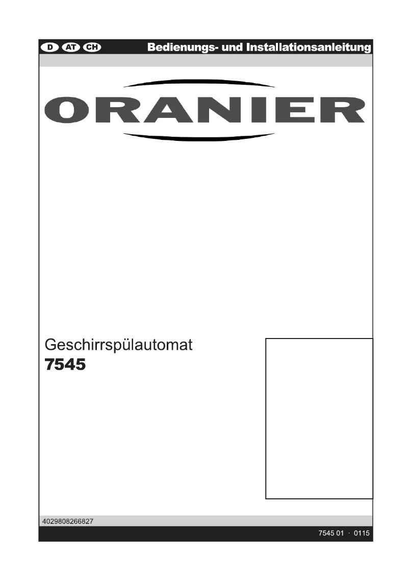 Page n°1 - Manuel utilisateur Oranier 7545