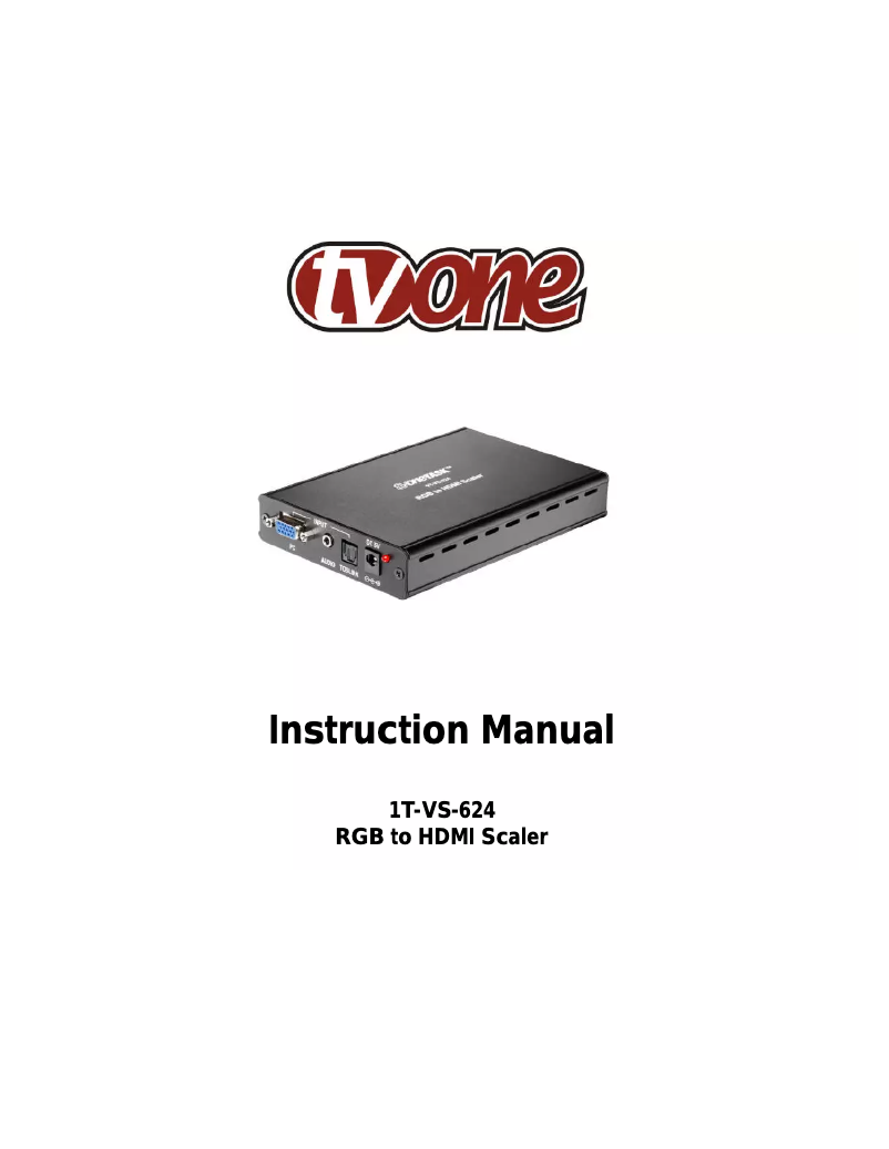 Page 1 de la notice Manuel utilisateur TV One 1T-VS-624