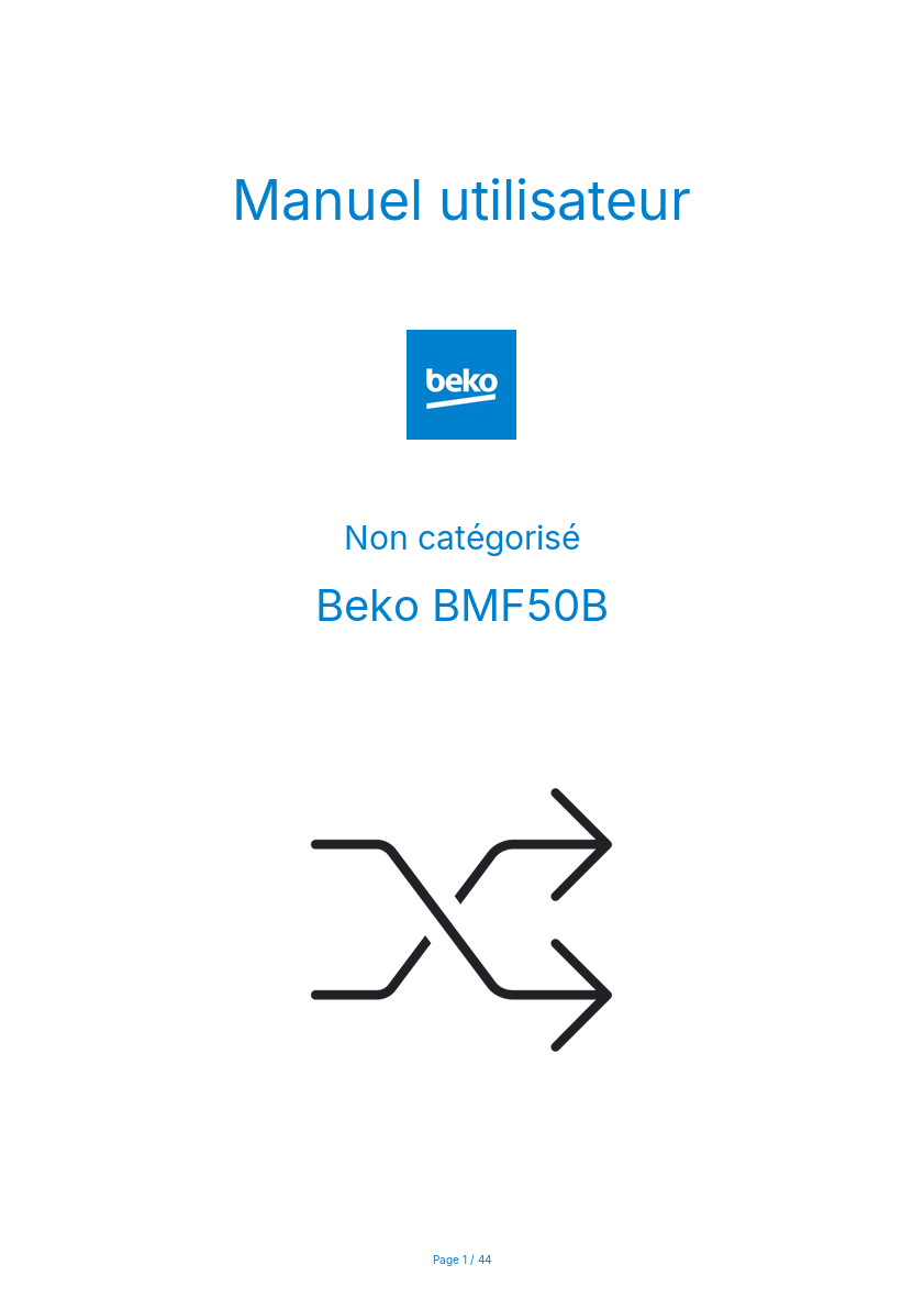 Page n°1 - Manuel utilisateur Beko BMF50B