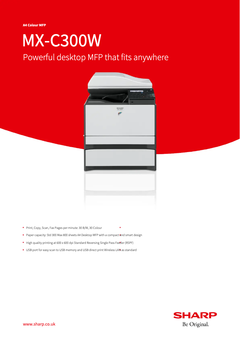 Image de la première page du manuel de l'appareil MX-C300W