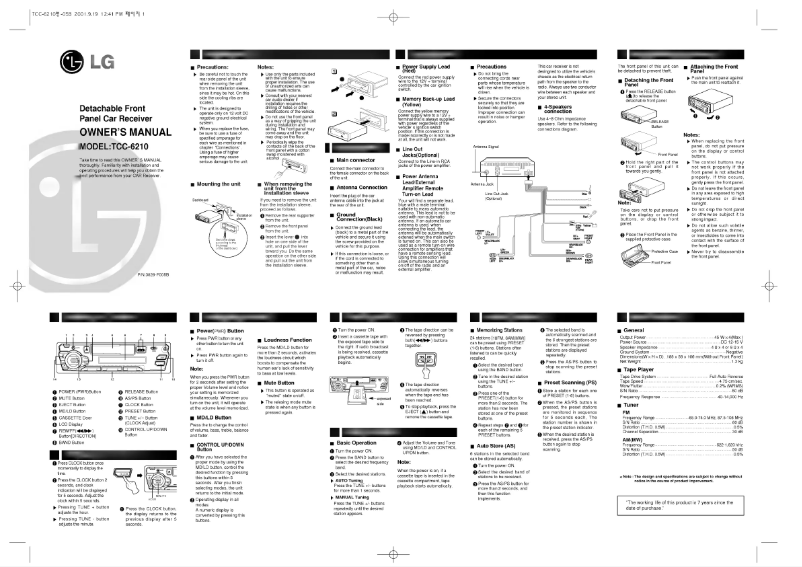 Page 1 de la notice Manuel utilisateur LG TCC-6210