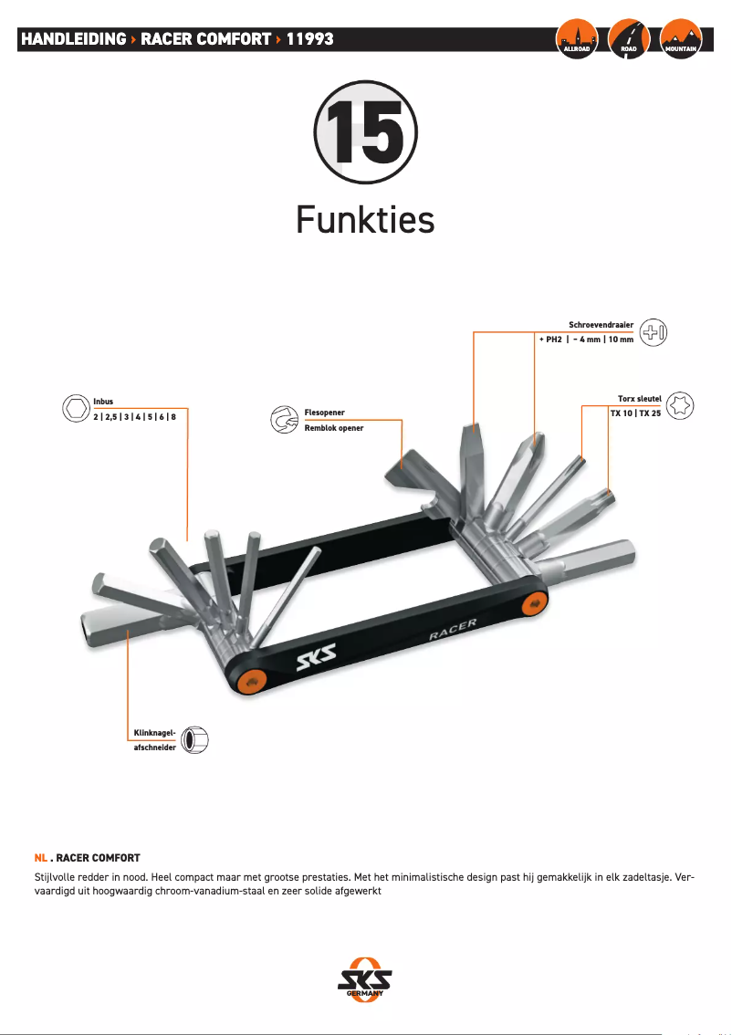 Page 1 de la notice Manuel utilisateur SKS Racer Comfort