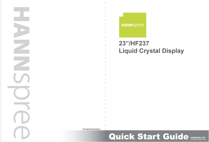 Page 1 de la notice Manuel utilisateur Hannspree HF237HP