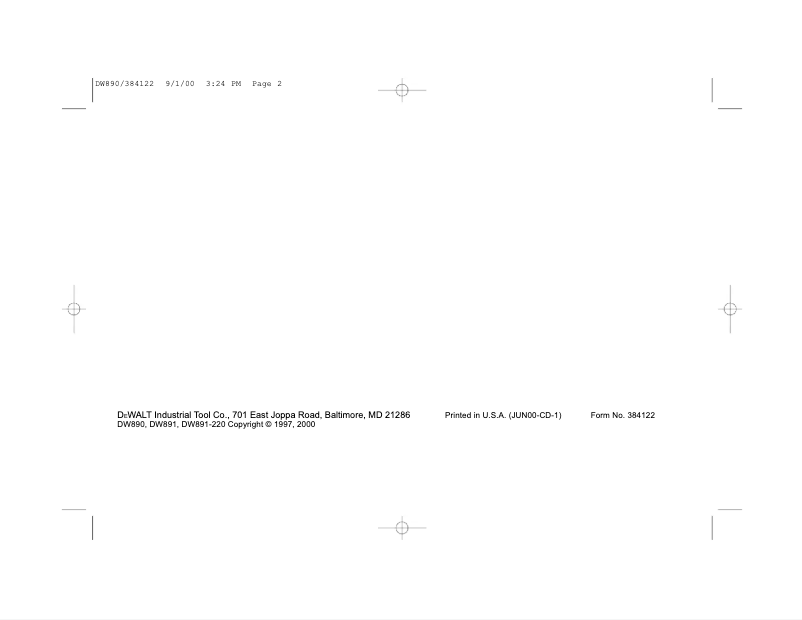 Page n°1 - Manuel utilisateur DeWalt DW891
