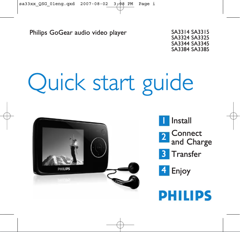 Page n°1 - Guide de démarrage rapide Philips GoGear SA3344