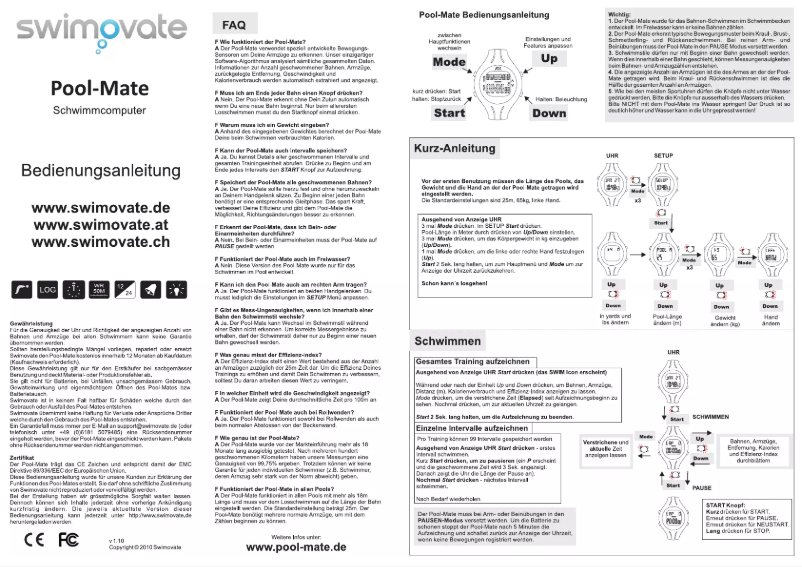 Page 1 de la notice Manuel utilisateur Swimovate Pool-Mate