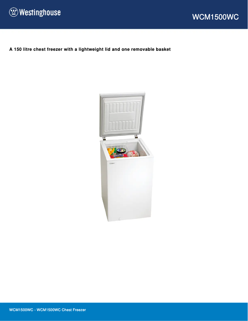 Page 1 de la notice Fiche technique Westinghouse WCM1500WC