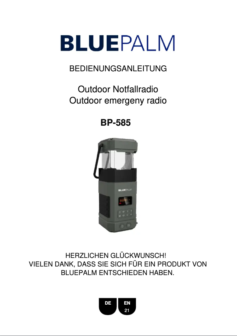 Page n°1 - Manuel utilisateur BLUEPALM BP-585