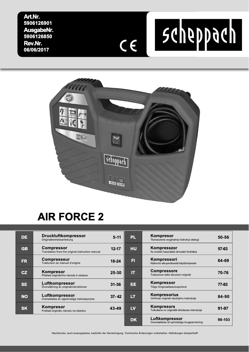 Page n°1 - Manuel utilisateur Scheppach 5906123901