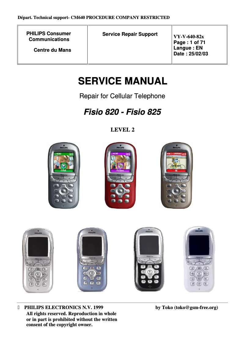 Page 1 de la notice Manuel utilisateur Philips Fisio 820