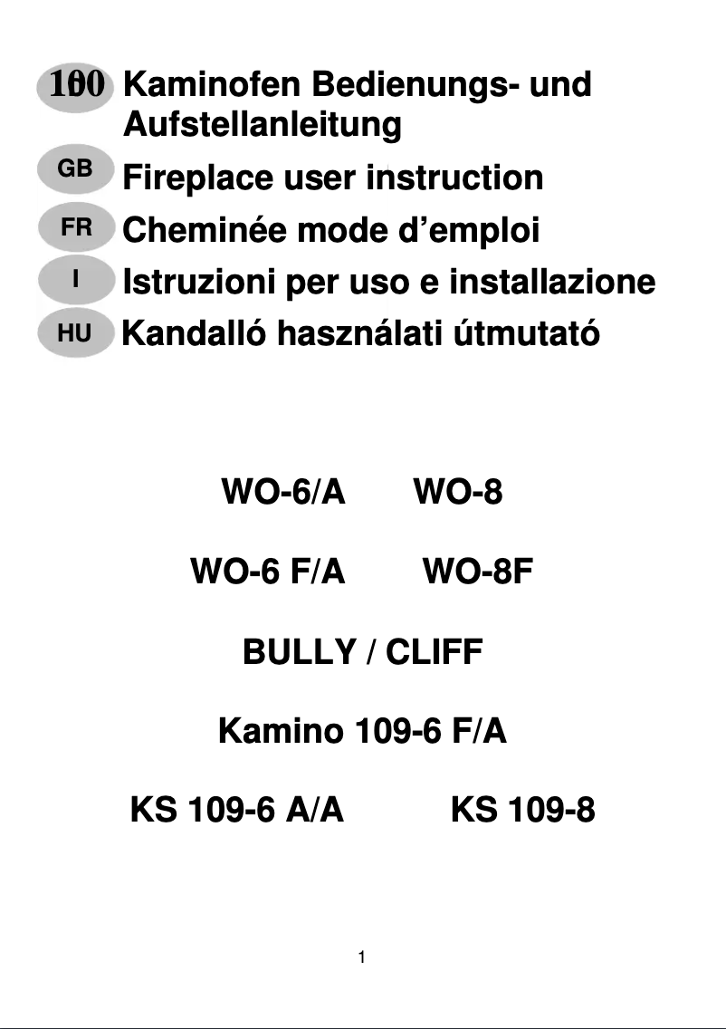 Page 1 of the manual User Manual Wamsler WO 109-8F