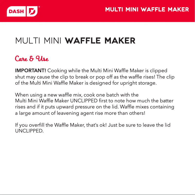 Página 1 del manual Guía de inicio rápido Dash Multi Mini DMMW400GBAQ04