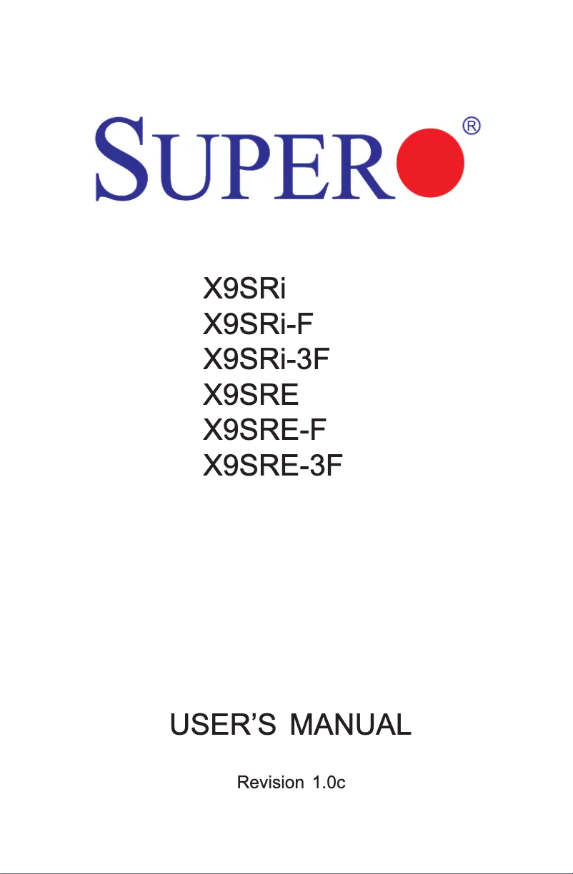 Page n°1 - Manuel utilisateur Supermicro X9SRi-F