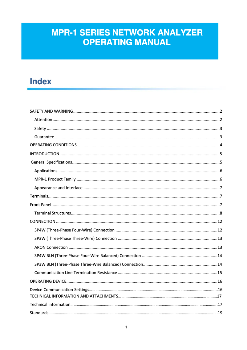 Page n°1 - Manuel utilisateur ENTES MPR-1