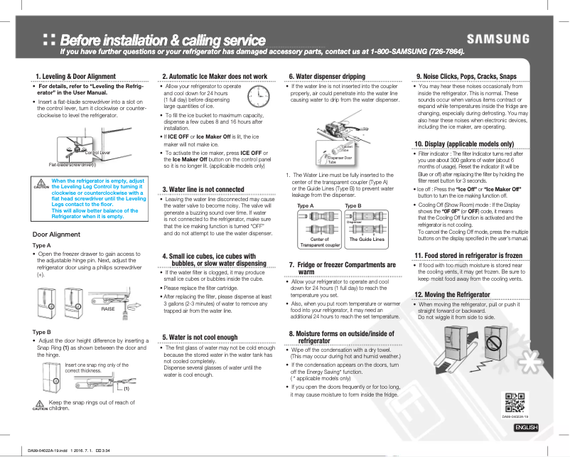 Page n°1 - Guide de démarrage rapide Samsung RF28N9780SG