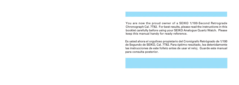 Page 1 de la notice Manuel utilisateur Seiko 7T82