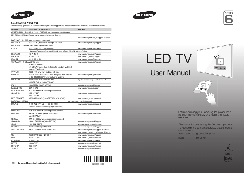 Page n°1 - Manuel utilisateur Samsung UE40H6670SZ