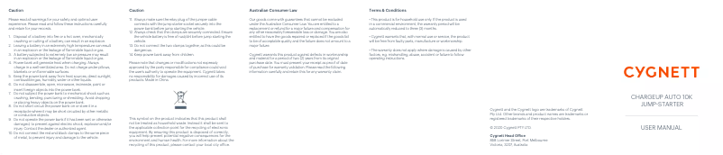 Image de la première page du manuel de l'appareil ChargeUp Auto 10K