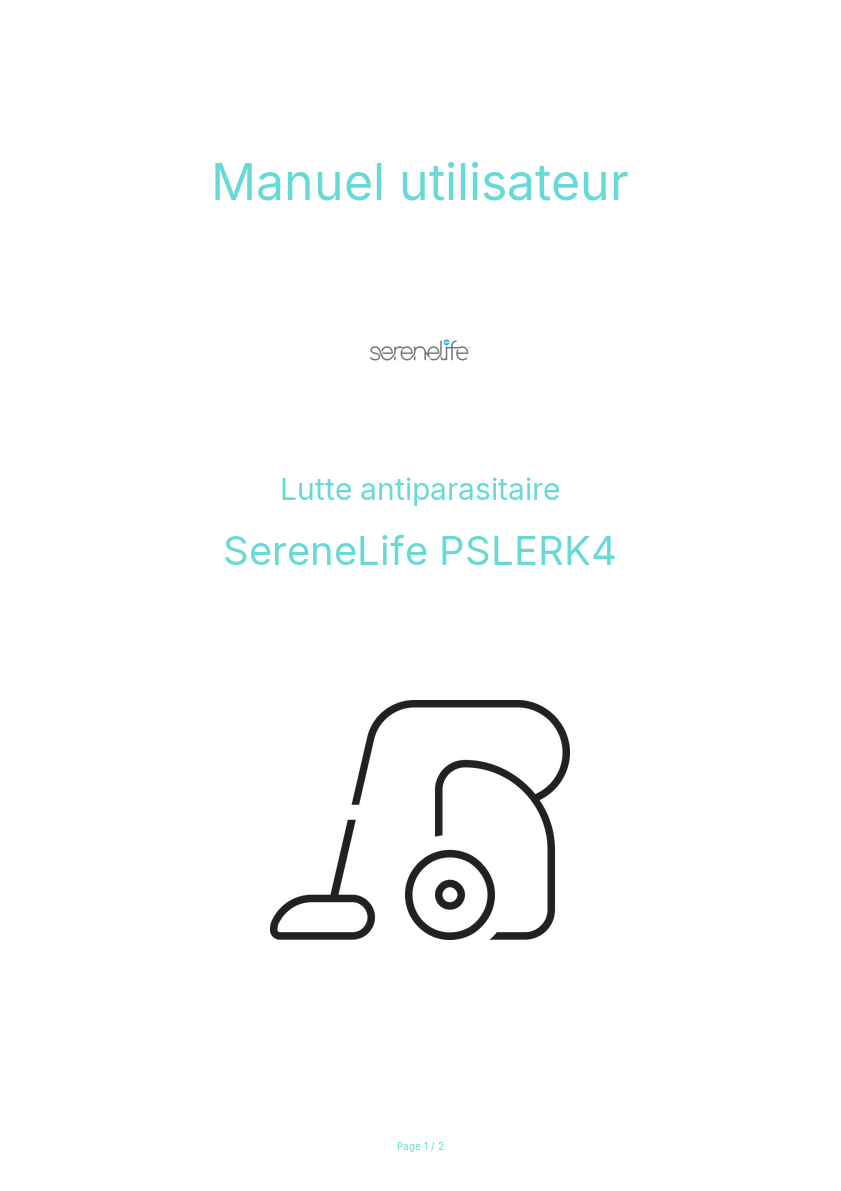 Page n°1 - Manuel utilisateur SereneLife PSLERK4