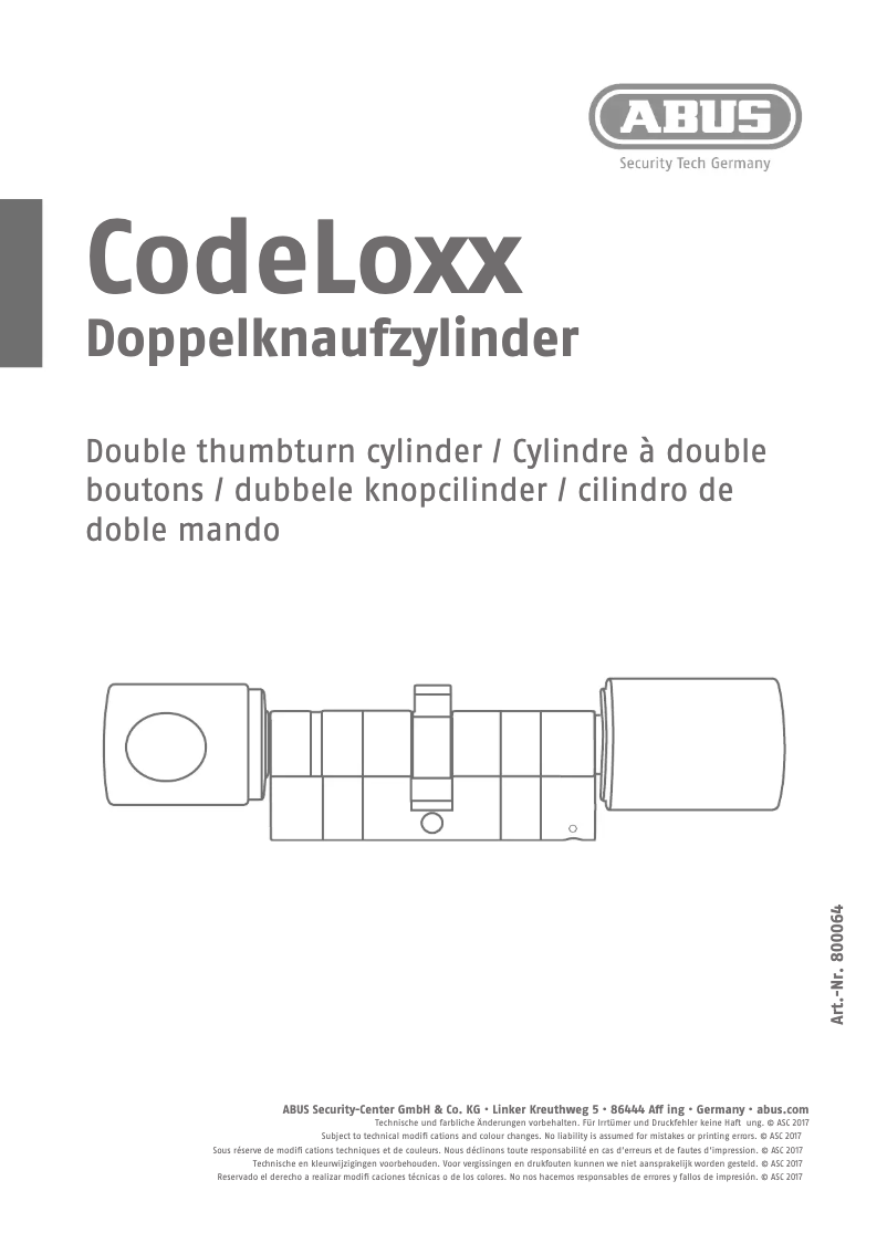 Page n°1 - Mode d'emploi Abus CLX-LPXA-SP-00-P