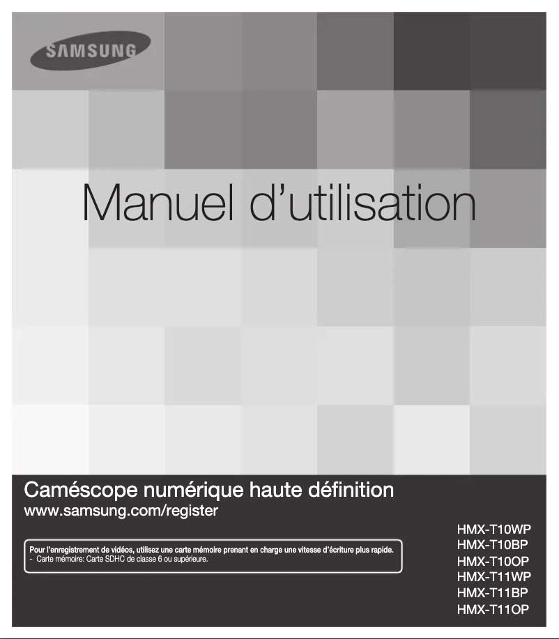 Page 1 de la notice Manuel utilisateur Samsung HMX-T10BP
