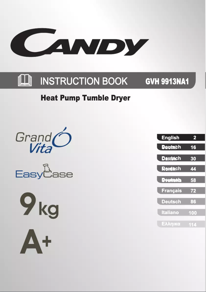 Page n°1 - Manuel utilisateur Candy GVH 9913NA1-S