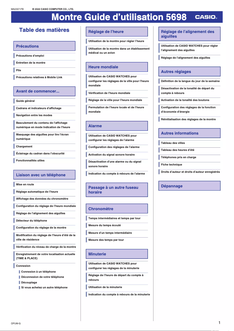 Page n°1 - Manuel utilisateur Casio Edifice ECB-2000