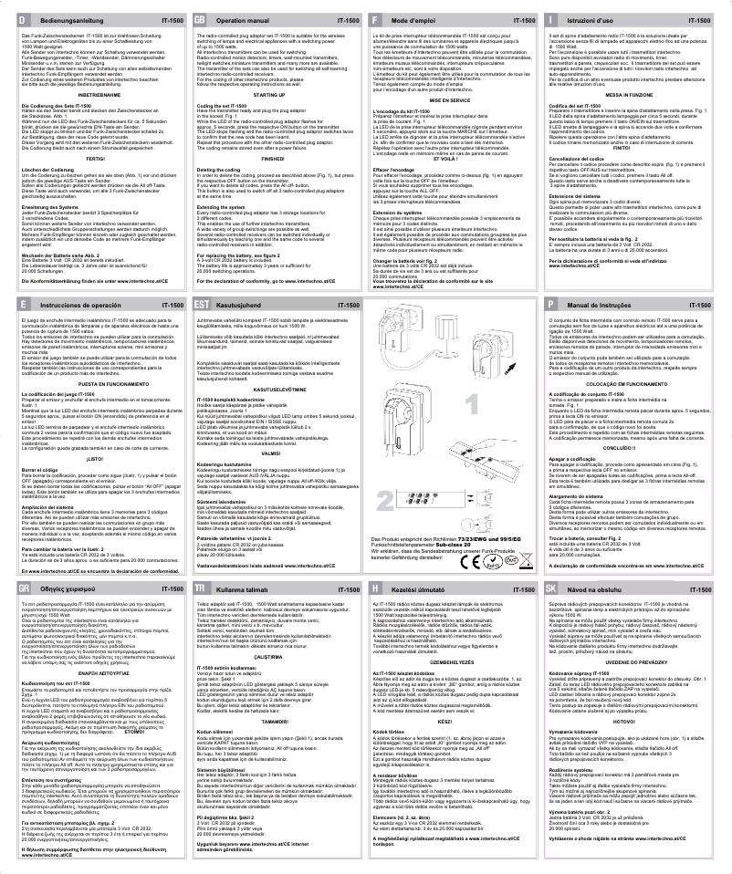 Page n°1 - Manuel utilisateur Intertechno IT-1500