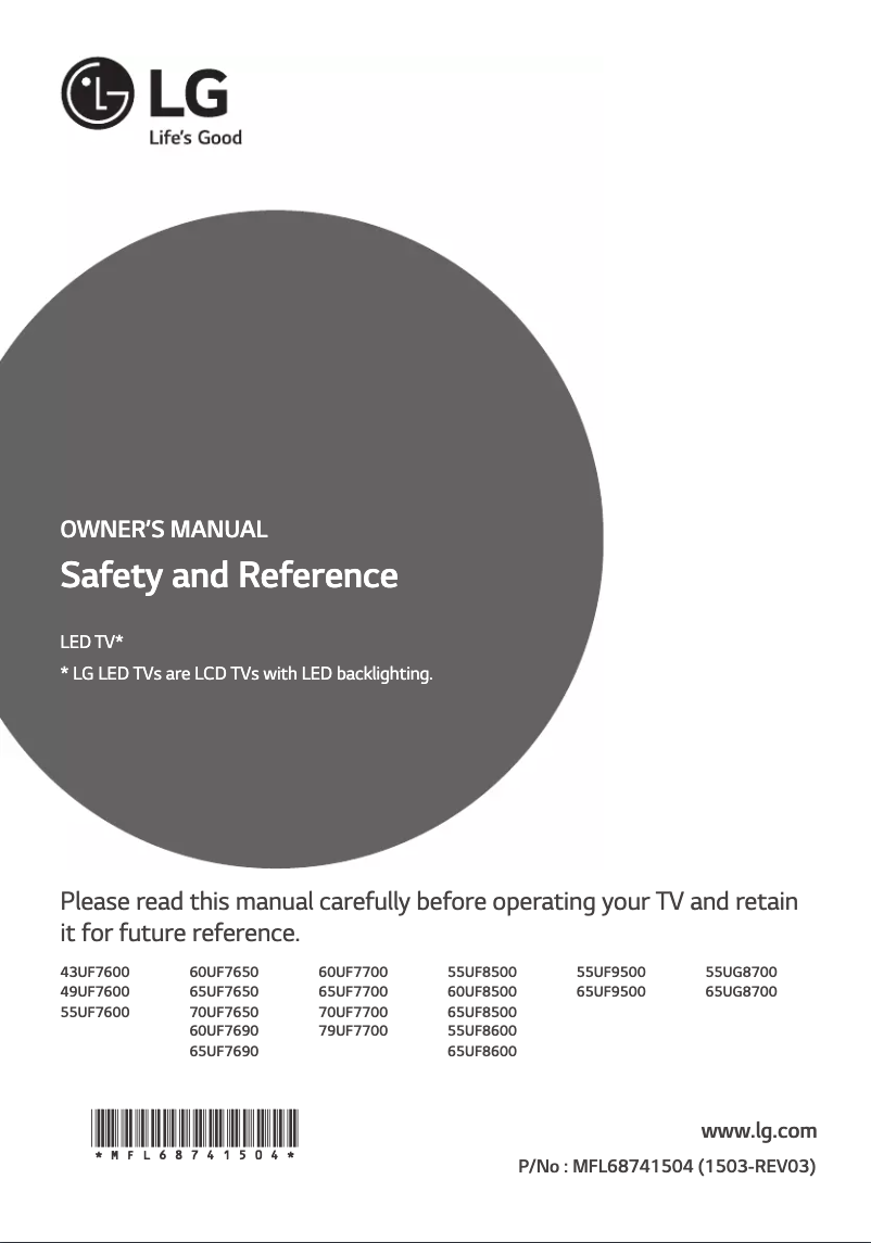 Image de la première page du manuel de l'appareil 55UG8700