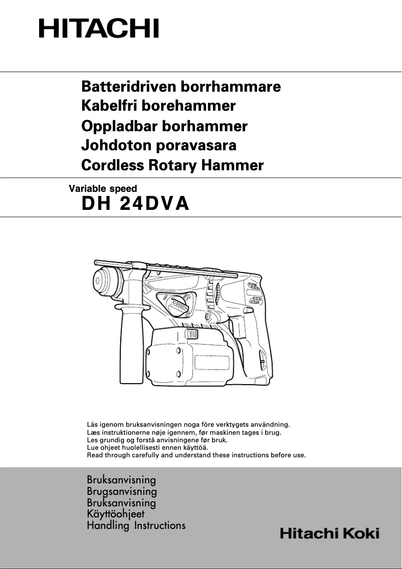 Page 1 de la notice Manuel utilisateur Hitachi DH 24DVA