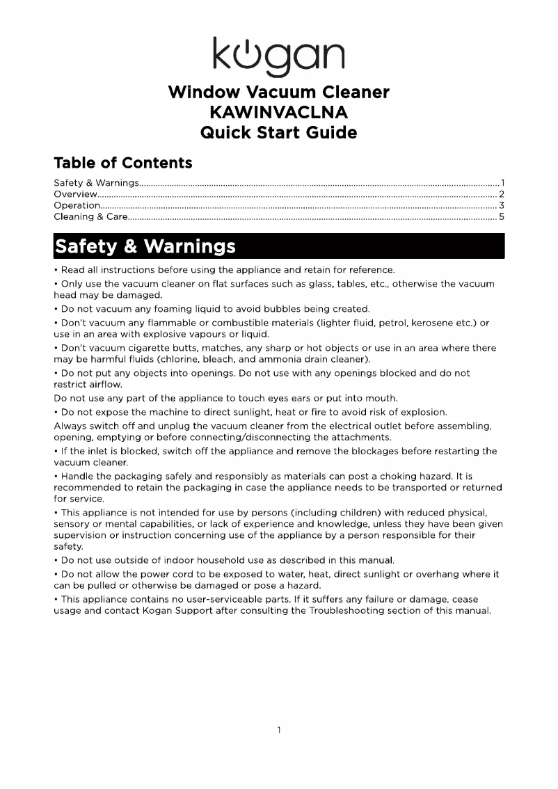 Page n°1 - Manuel utilisateur Kogan KAWINVACLNA