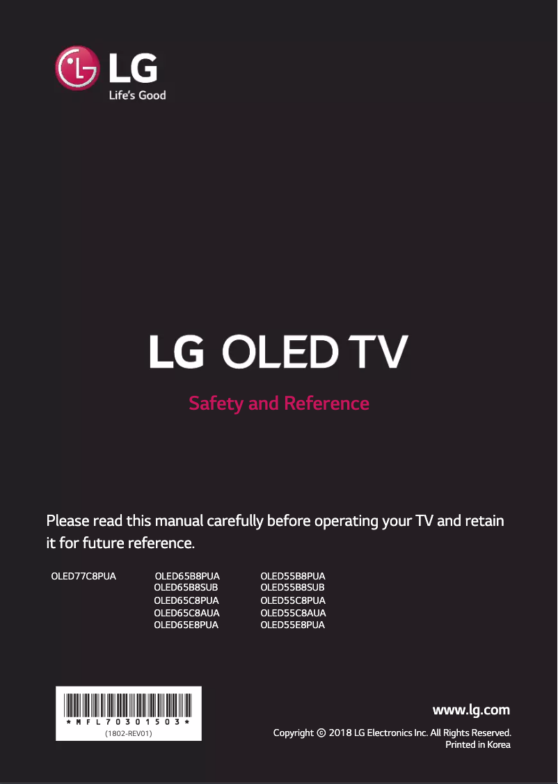 Page n°1 - Manuel utilisateur LG OLED55B8PUA