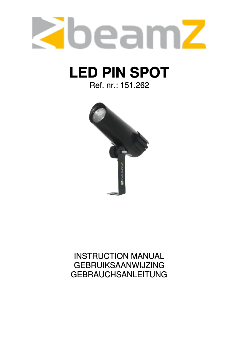 Page n°1 - Manuel utilisateur BeamZ PS6W 151.262
