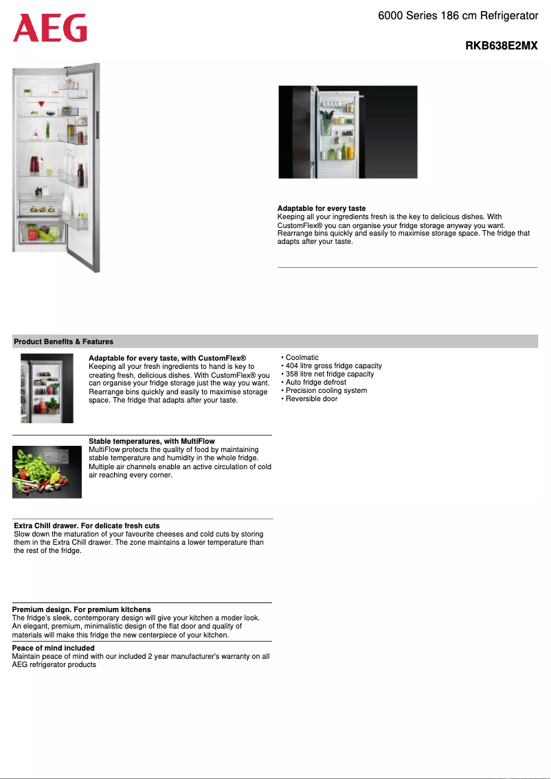 Page 1 de la notice Fiche technique AEG RKB638E2MX