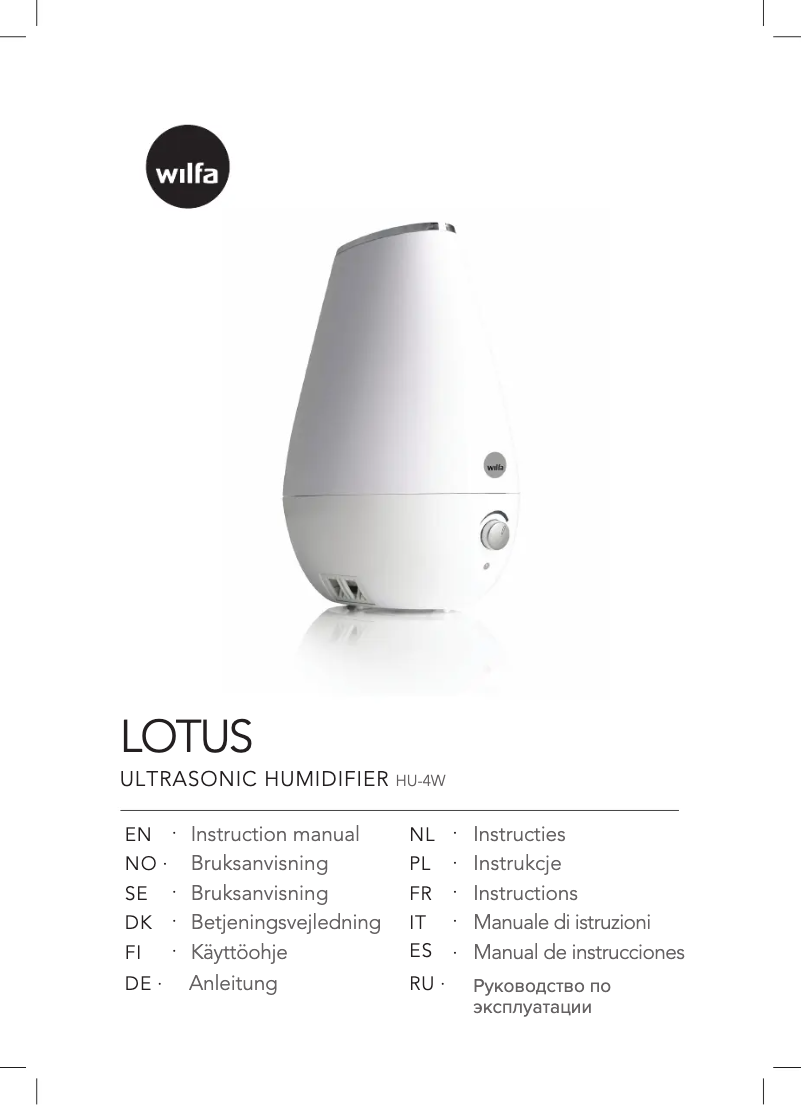 Page n°1 - Manuel utilisateur Wilfa Lotus HU-4W
