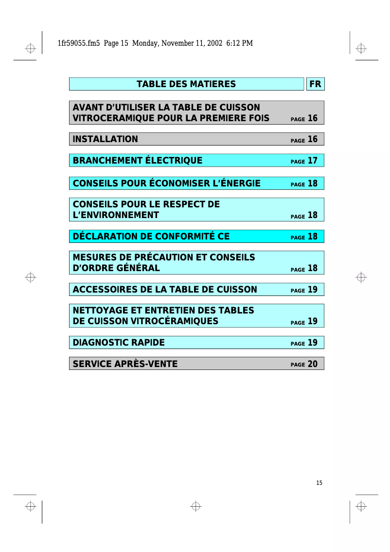 Page n°1 - Manuel utilisateur Ignis AKL 805