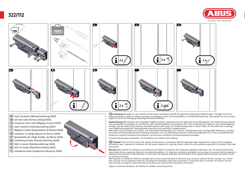 Page n°1 - Manuel utilisateur Abus 322/112