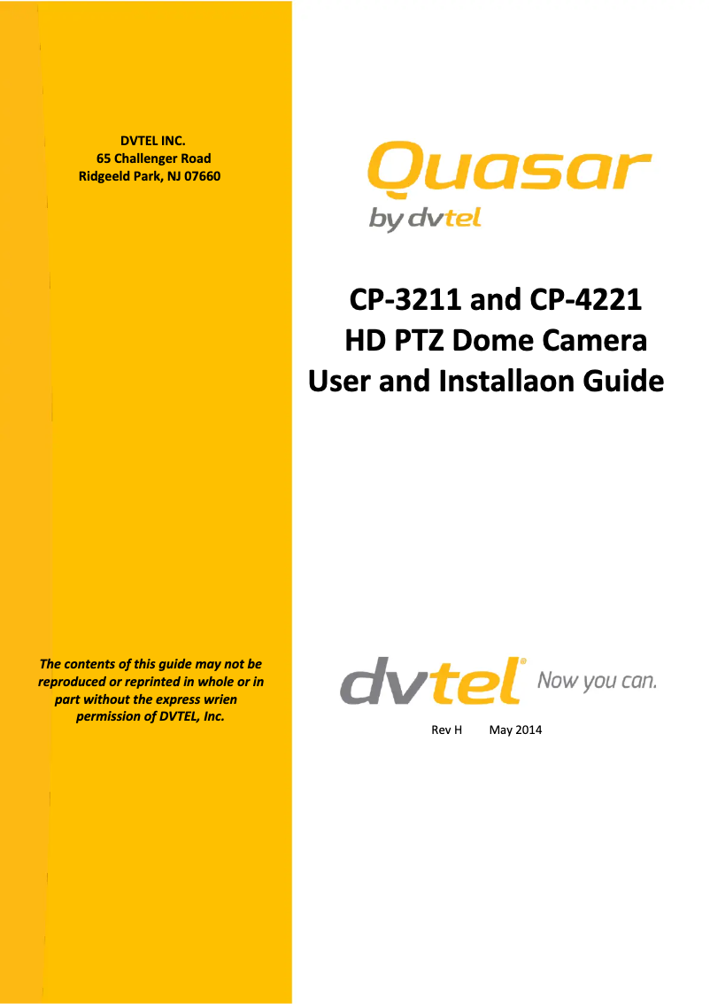 Page 1 de la notice Manuel utilisateur FLIR Quasar CP-4221